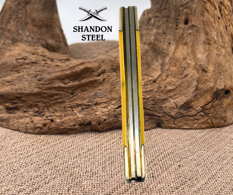 John Primble USA 5371 Yellow 3 Blade Stockman Vintage Folding Pocket Knife (5)