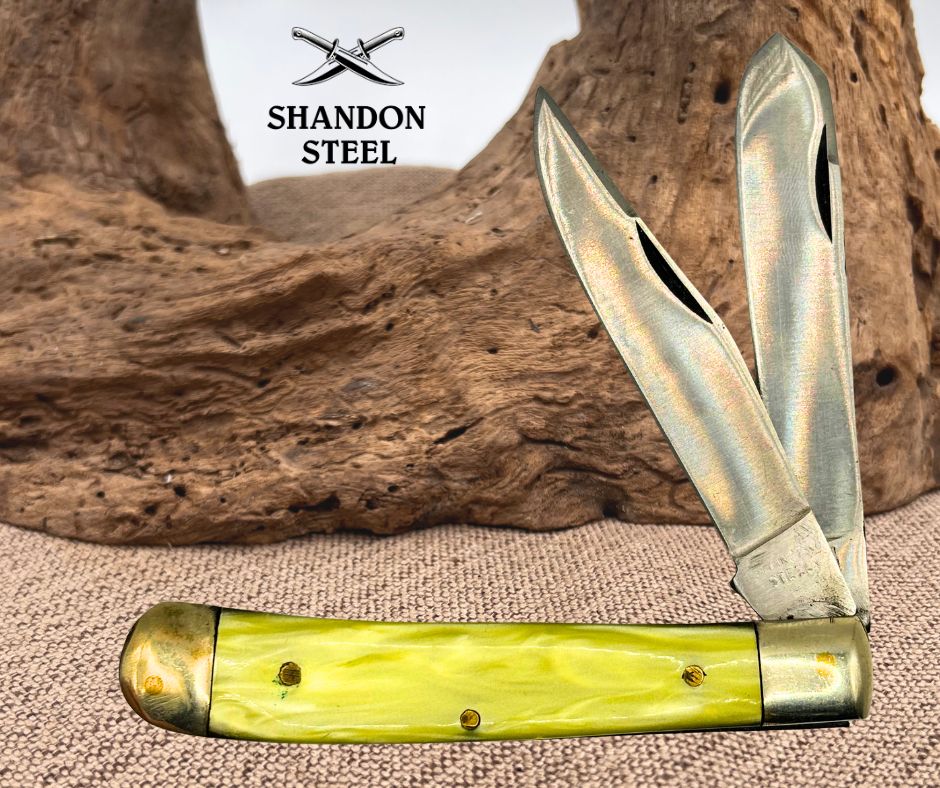 Cracked Ice 2 Blade Unbranded Stainless Steel Trapper Folding Pocket Knife (160)