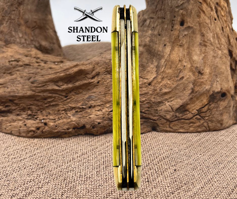 Cracked Ice 2 Blade Unbranded Stainless Steel Trapper Folding Pocket Knife (160)