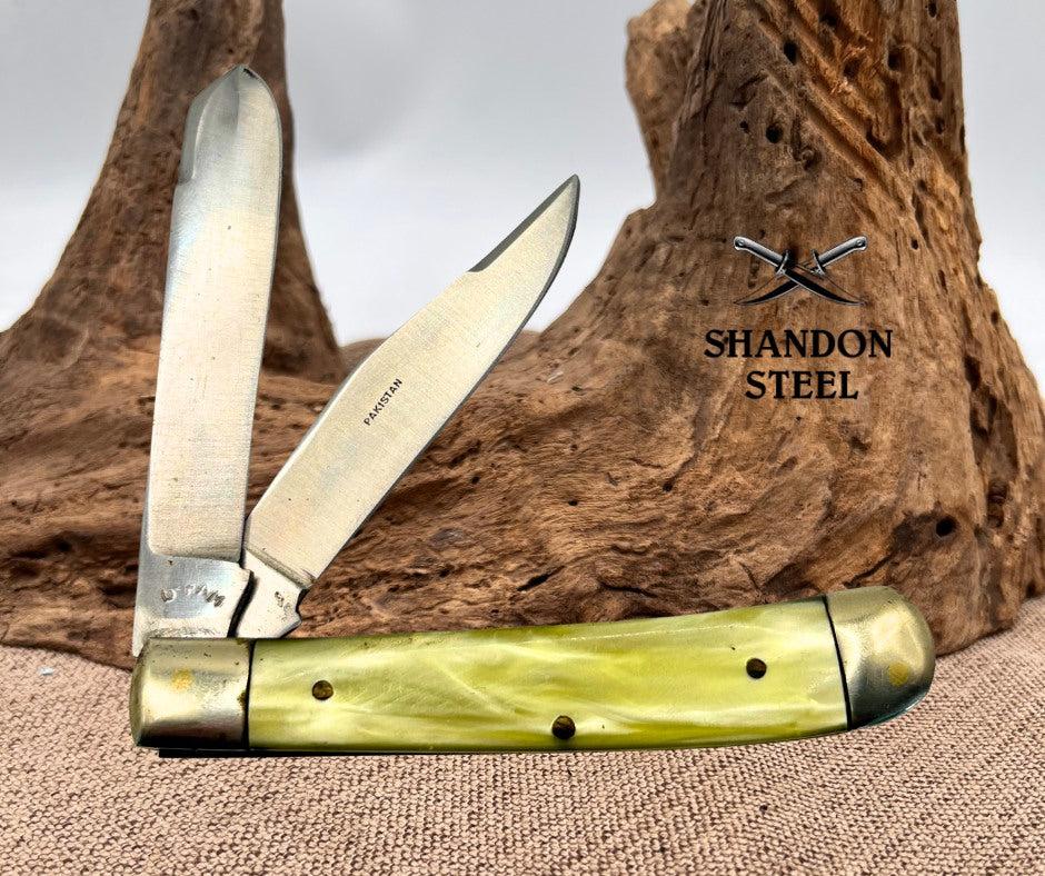 Trapper Faux Pearl 2 Blade Folding Pocket Knife Stainless Steel Blades (28)