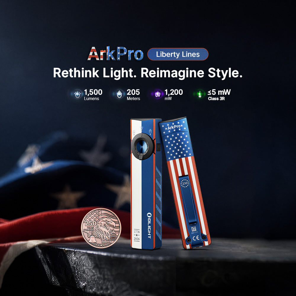 Oclip ArkPro Series – Flat Unibody EDC Flashlight with Multi-Light Sources Liberty Lines | Limited Edition