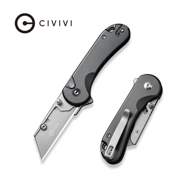 CIVIVI Elementum Utility Thumb Stud & Button Lock Knife Aluminum Handle (2.26" S/S Blade Holder & 6Cr13 Blade) C23039B-4