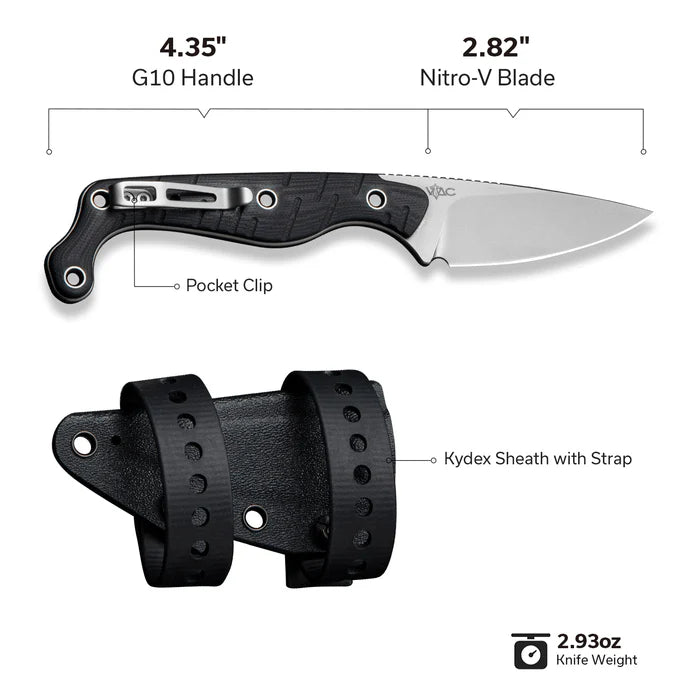 CIVIVI SŌKN Fixed Blade Knife G10 Handle (2.82" Nitro-V Blade) C22027-1