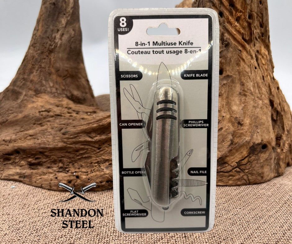 8-in-1 Multi Use Knife 8 Uses New Sealed Package Scissor Knife File Screw Driver