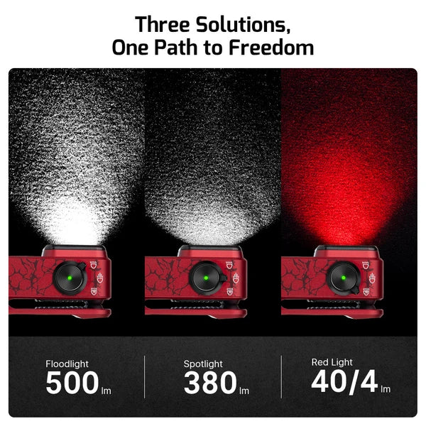 Oclip Pro S Molten Lava Clip on Flashlight with Floodlight Spotlight and Red Light