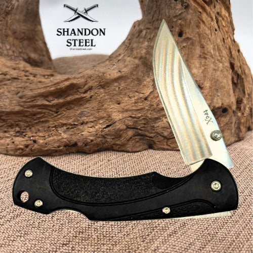 TecX TL-1 Lock Back Folding Pocket Knife Clip Point Lanyard Hole EDC (33) *preowned