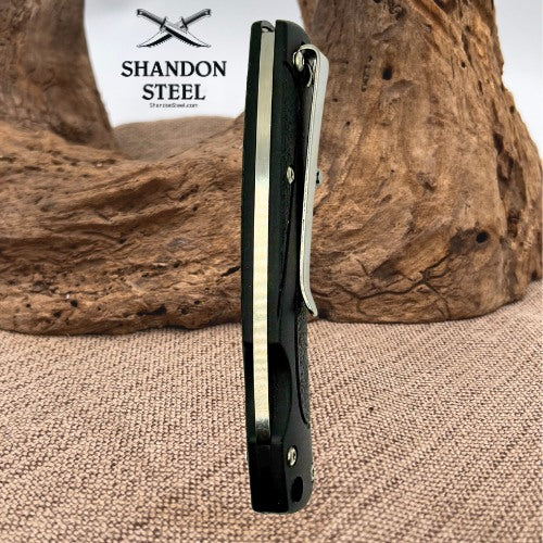 TecX TL-1 Lock Back Folding Pocket Knife Clip Point Lanyard Hole EDC (33) *preowned