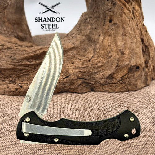 TecX TL-1 Lock Back Folding Pocket Knife Clip Point Lanyard Hole EDC (33) *preowned